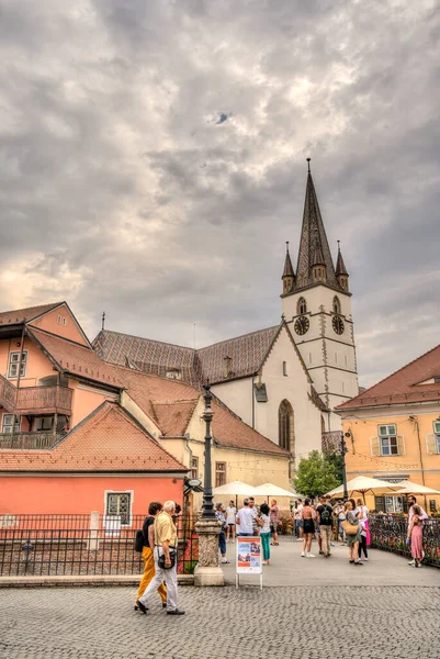 Sibiu Romania August 2022 Historical Center Cloudy Weather Hdr Image — Stok fotoğraf