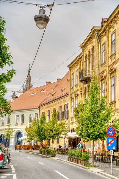 SIBIU, ROMANIA - AUGUST 2022: Historical center in cloudy weather, HDR Image