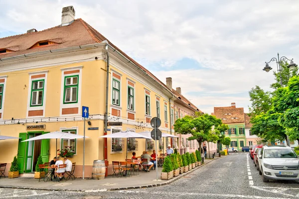 SIBIU, ROMANIA - AUGUST 2022: Historical center in cloudy weather, HDR Image