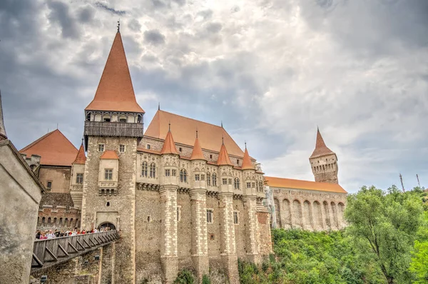 Hunedoara Romania August 2022 Corvin Castle Cloudy Weather Hdr Image — Stockfoto