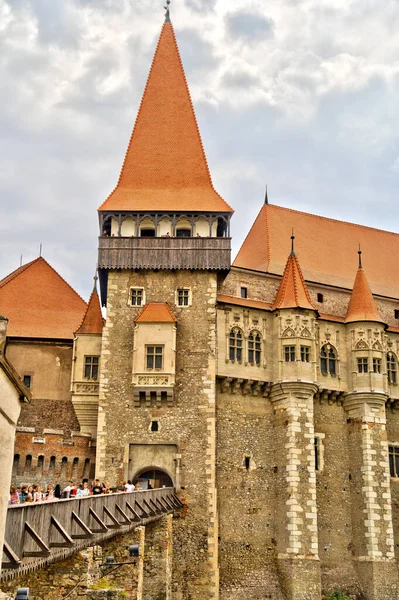 Hunedoara Romania August 2022 Corvin Castle Cloudy Weather Hdr Image — Stockfoto