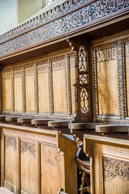 BIERTAN, ROMANIA : Medieval fortified church interior in Biertan, Romania. The church was completed in 1524