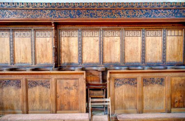BIERTAN, ROMANIA : Medieval fortified church interior in Biertan, Romania. The church was completed in 1524