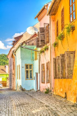 Sighioara, Tarnava Mare River in Mures County, Romania. Historic region of Transylvania