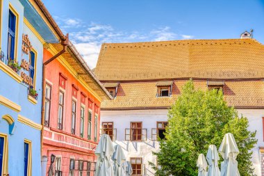 Sighioara, Tarnava Mare River in Mures County, Romania. Historic region of Transylvania