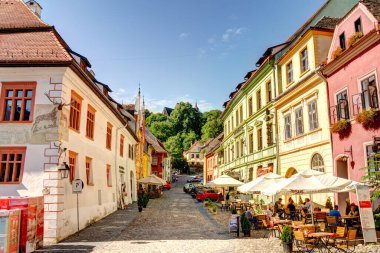Sighioara, Tarnava Mare River in Mures County, Romania. Historic region of Transylvania