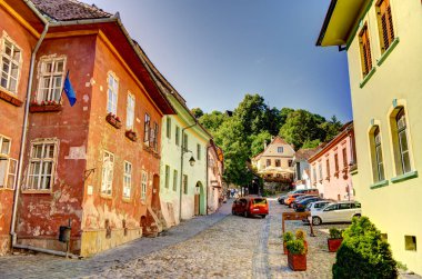 Sighioara, Tarnava Mare River in Mures County, Romania. Historic region of Transylvania