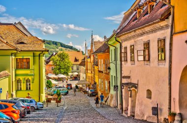 Sighioara, Tarnava Mare River in Mures County, Romania. Historic region of Transylvania