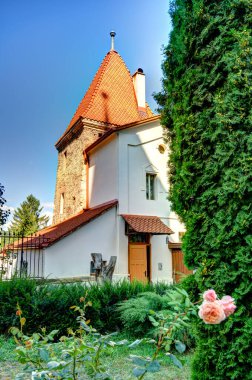 Sighioara, Tarnava Mare River in Mures County, Romania. Historic region of Transylvania
