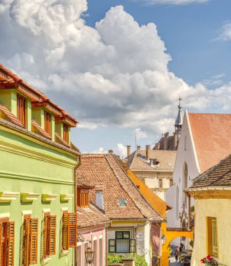 Sighioara, Tarnava Mare River in Mures County, Romania. Historic region of Transylvania