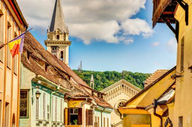 Sighioara, Tarnava Mare River in Mures County, Romania. Historic region of Transylvania
