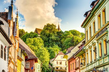 Sighioara, Tarnava Mare River in Mures County, Romania. Historic region of Transylvania