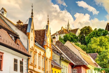 Sighioara, Tarnava Mare River in Mures County, Romania. Historic region of Transylvania