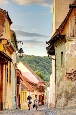 Sighioara, Tarnava Mare River in Mures County, Romania. Historic region of Transylvania
