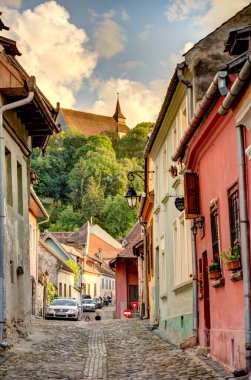 Sighioara, Tarnava Mare River in Mures County, Romania. Historic region of Transylvania