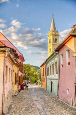 Sighioara, Tarnava Mare River in Mures County, Romania. Historic region of Transylvania