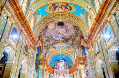 ORADEA, ROMANIA - JANUARY 27, 2018: Inside of curch in Oradea,Romania 