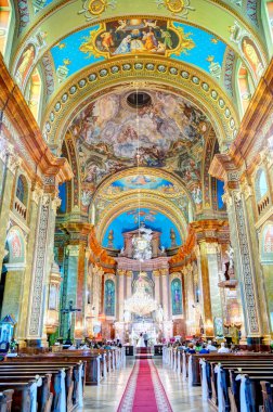ORADEA, ROMANIA - JANUARY 27, 2018: Inside of curch in Oradea,Romania 