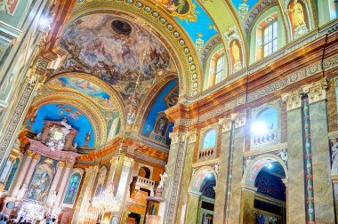 ORADEA, ROMANIA - JANUARY 27, 2018: Inside of curch in Oradea,Romania 