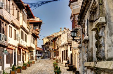 Veliko Tarnovo, Bulgaria - April 2021 : Historical center in sunny weather