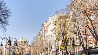 Sofia, Bulgaria - April 2021 : Historical center in sunny weather