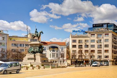 Sofia, Bulgaria - April 2021 : Historical center in sunny weather