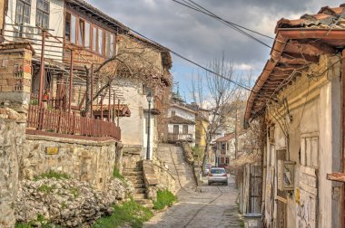Veliko Tarnovo, Bulgaria - April 2021 : Historical center in sunny weather
