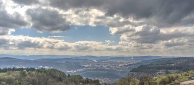 Veliko Tarnovo, Bulgaria - April 2021 : Historical center in sunny weather