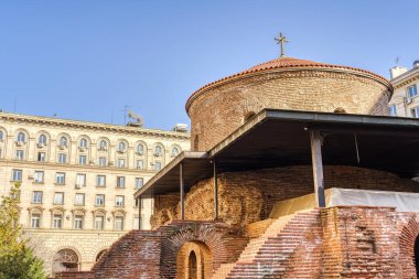 Sofia, Bulgaria - April 2021 : Historical center in sunny weather