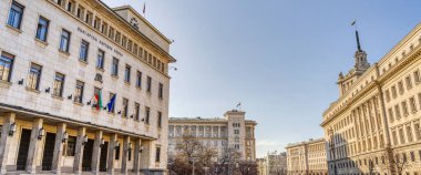 Sofia, Bulgaria - April 2021 : Historical center in sunny weather
