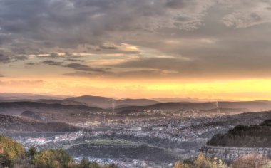 Veliko Tarnovo, Bulgaria - April 2021 : Historical center in sunny weather