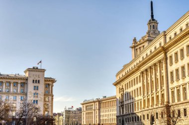 Sofia, Bulgaria - April 2021 : Historical center in sunny weather