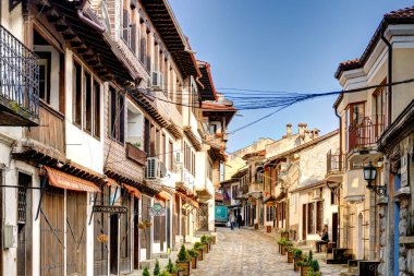 Veliko Tarnovo, Bulgaria - April 2021 : Historical center in sunny weather