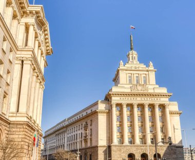 Sofia, Bulgaria - April 2021 : Historical center in sunny weather