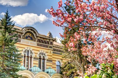 Sofia, Bulgaria - April 2021 : Historical center in sunny weather
