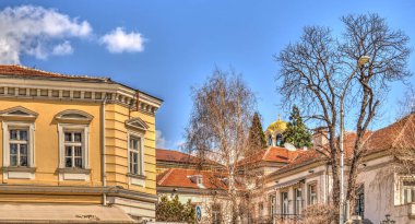 Sofia, Bulgaria - April 2021 : Historical center in sunny weather