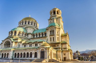 Sofia, Bulgaria - April 2021 : Historical center in sunny weather