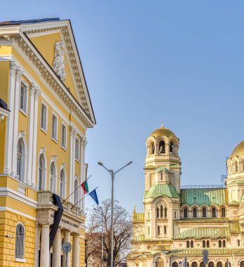 Sofia, Bulgaria - April 2021 : Historical center in sunny weather