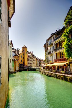 Annecy, France - August 2019 : Historical center in summer time