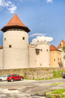 Kezmarok historical center view, Spi region, eastern Slovakia, on the Poprad River