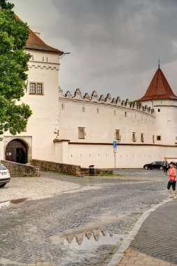 Kezmarok historical center view, Spi region, eastern Slovakia, on the Poprad River