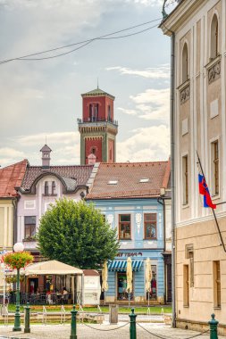 Kezmarok historical center view, Spi region, eastern Slovakia, on the Poprad River