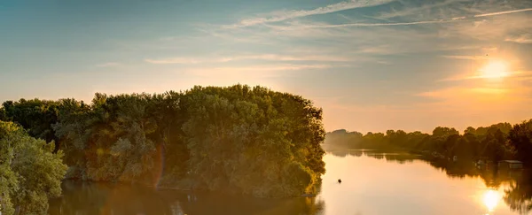 Beautiful Sunset River Tokaj Hungary — Stockfoto