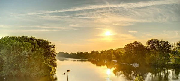 Sunset River Tokaj Hungary — Stockfoto