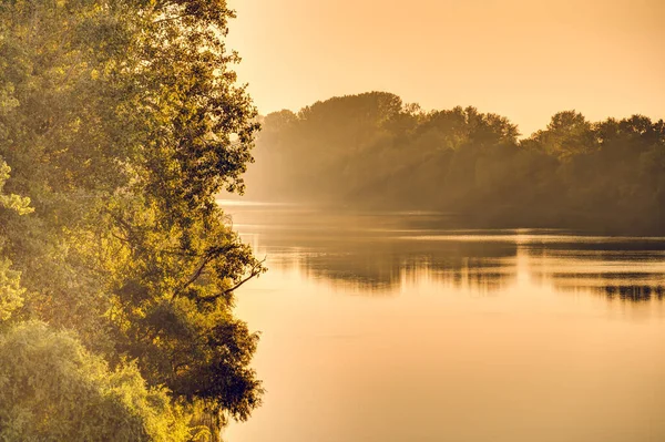 Beautiful Sunset River Tokaj Hungary — Stockfoto