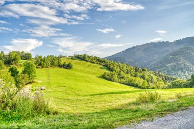 Morning Nature landscape in mountains. Vlkolinec, Slovakia.