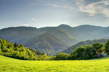 Morning Nature landscape in mountains. Vlkolinec, Slovakia.