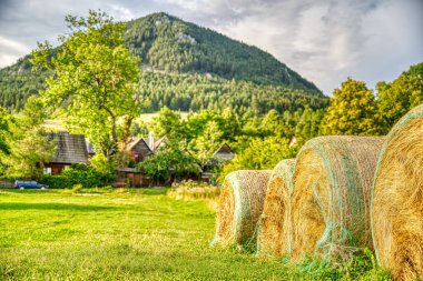 Morning Nature landscape in mountains. Vlkolinec, Slovakia.