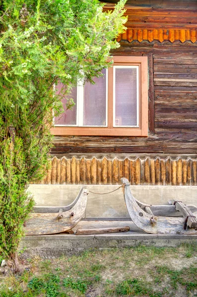 Wooden White Hut Beautiful Vlkolinec Traditional Village Slovakia Eastern Europe — Stock Photo, Image