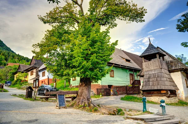 Wooden White Huts Beautiful Vlkolinec Traditional Village Slovakia Eastern Europe — Stock Photo, Image